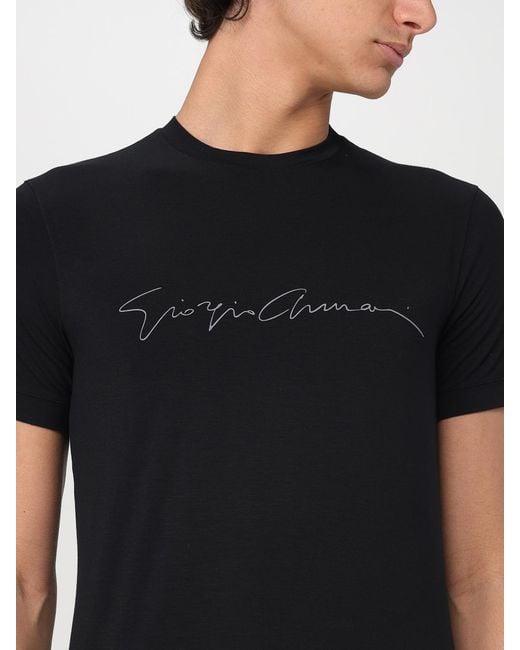 Giorgio Armani Black Cotton T-Shirt for men