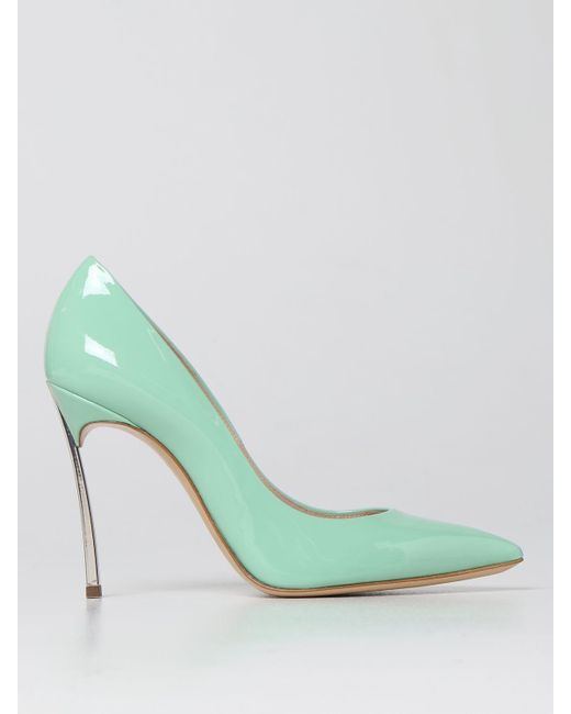 ignorance Leia Mathematical Casadei Patent Leather Pumps With Blade Heel in Green | Lyst