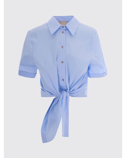 Liu Jo Blue Cropped Cotton Shirt