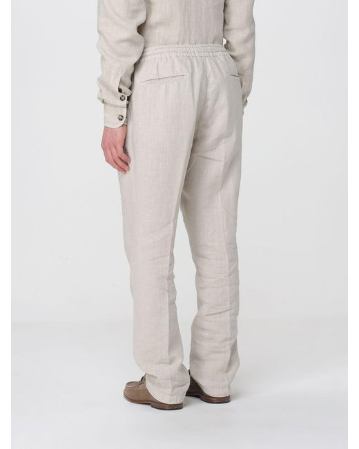 Boglioli Natural Linen Drawstring Trousers for men