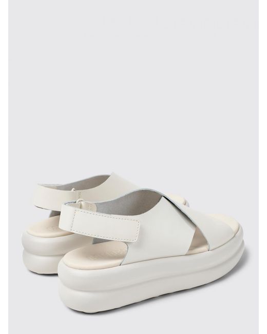 Camper White Flat Sandals