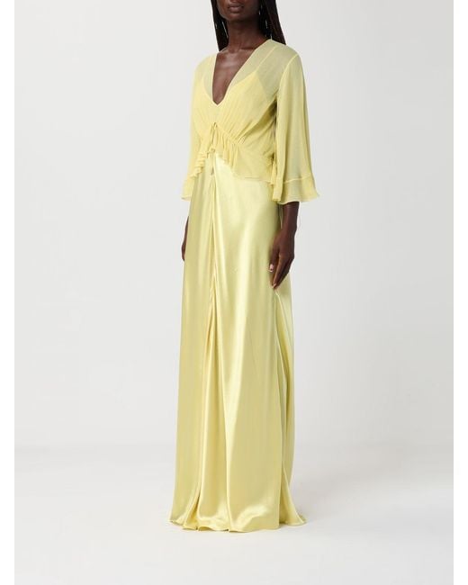 Alberta Ferretti Yellow Long Satin Dress