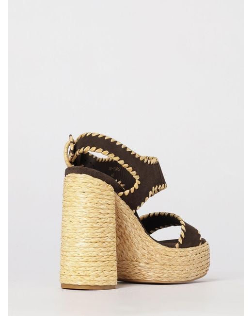 Paloma Barceló Natural Suede And Raffia High-Heel Platform Sandals Paloma Barceló