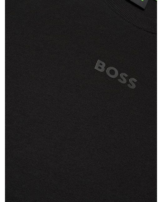 Boss Black Cotton T-Shirt With Logo for men