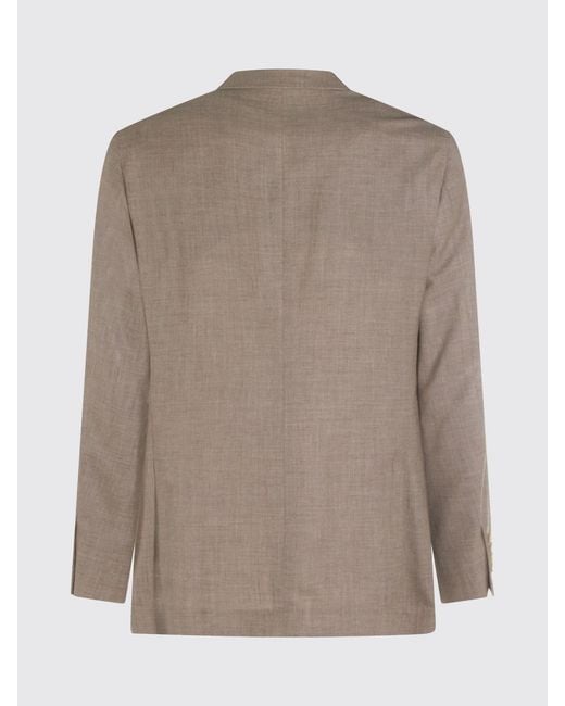 Brunello Cucinelli Natural Wool Blend Single-Breasted Blazer for men