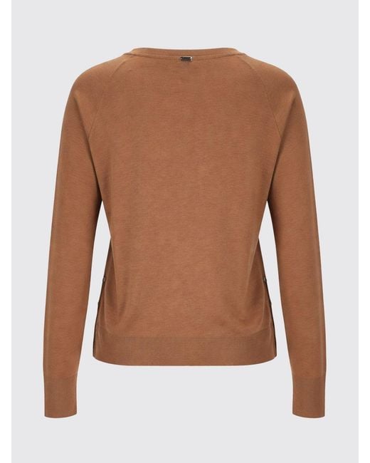 Herno Blue Long-Sleeved Lyocell Crewneck Jumper With Decorative Buttons