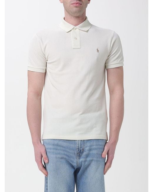 Polo Ralph Lauren White Pony Logo Cotton Polo Shirt for men