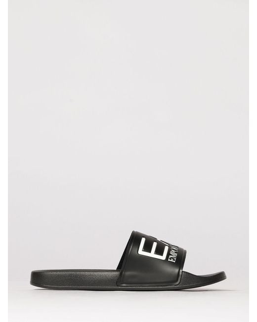 EA7 White Rubber Sliders With Logo Print for men