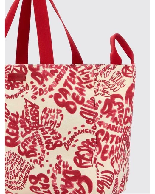DSquared² Red Printed Tote Bag