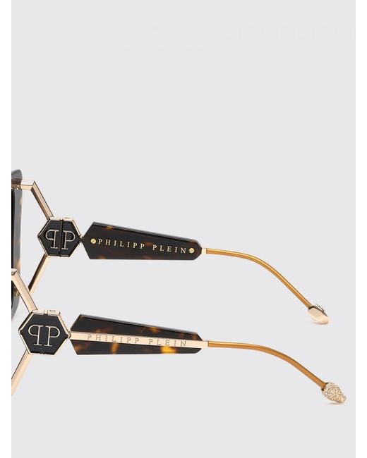 Philipp Plein Black Queen Cat-Eye Sunglasses With Tortoiseshell Frame And Hexagon Logo
