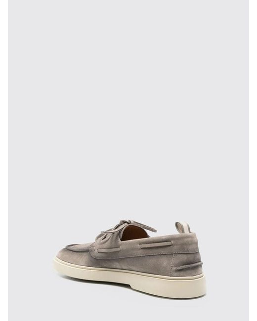 Officine Creative White Bones 013 Suede Boat Loafers for men