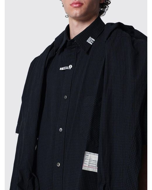 Maison Mihara Yasuhiro Black Short-Sleeved Cotton And Linen-Blend Shirt for men