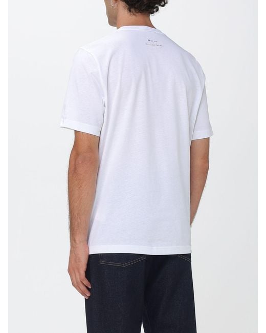 Paul Smith White Organic Cotton Crewneck T-Shirt With Logo Print for men