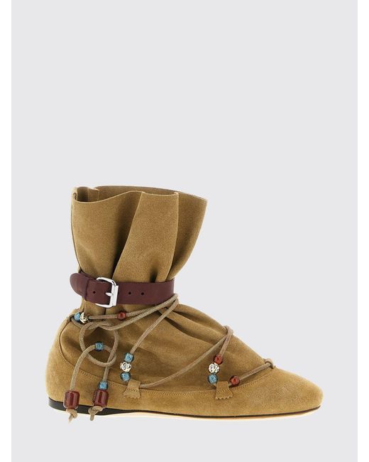 Isabel Marant Natural Letiz Suede Ankle Boots With Appliqués