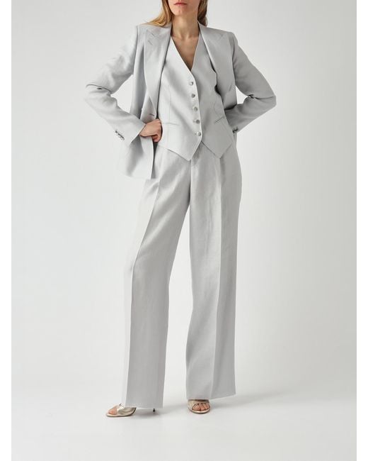 Tagliatore White Linen Single-Breasted Vest