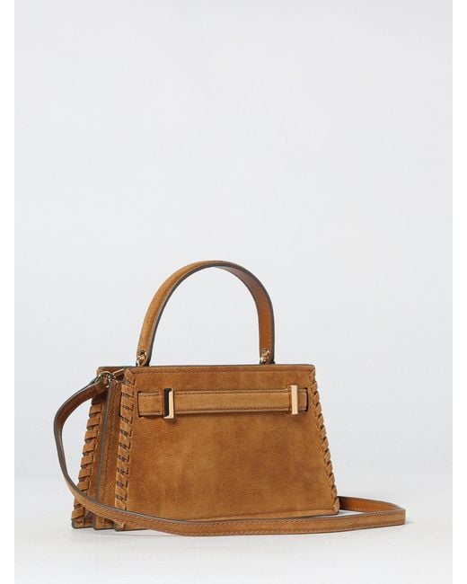 Tory Burch Brown Mini Lee Radziwill Suede Bag With Fringes
