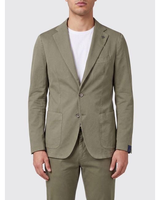 Santaniello Green Cotton Single-Breasted Blazer for men