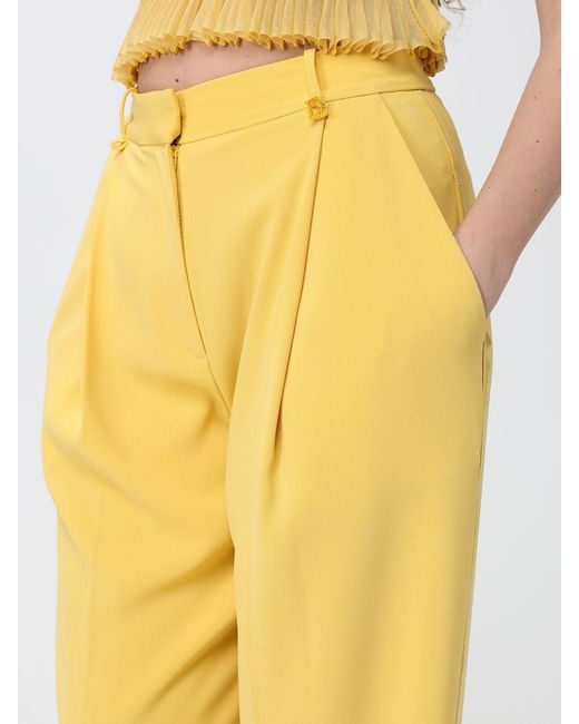 Elisabetta Franchi Yellow Crêpe Wide Leg Trousers