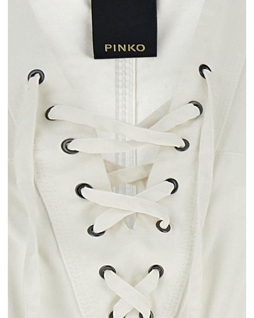 Pinko White Cotton Long Dress