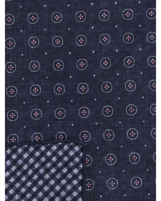 Brunello Cucinelli Blue Geometric Pattern Silk Pochette for men