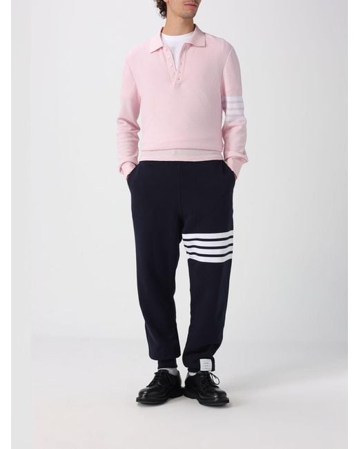 Thom Browne Pink 4-Bar Cotton Polo for men