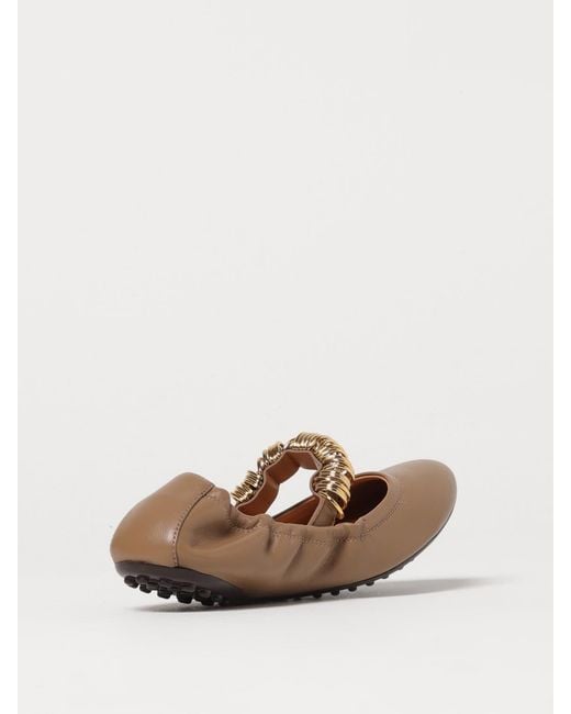 Tod's Natural Gommino Ballerina Leather Flats