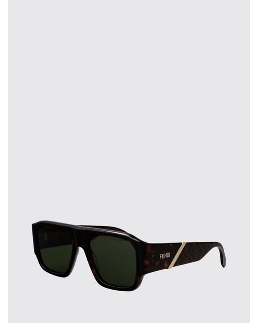 Fendi Black Diagonal Aviator Sunglasses With Tortoiseshell Acetate Frame for men