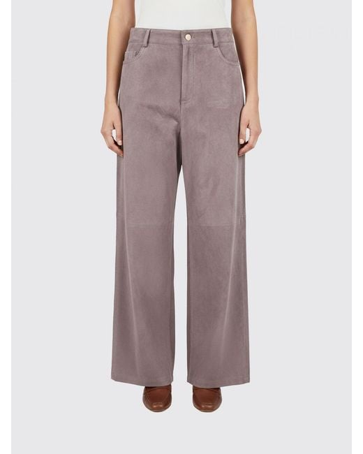 Max Mara Brown Suede Leather Trousers