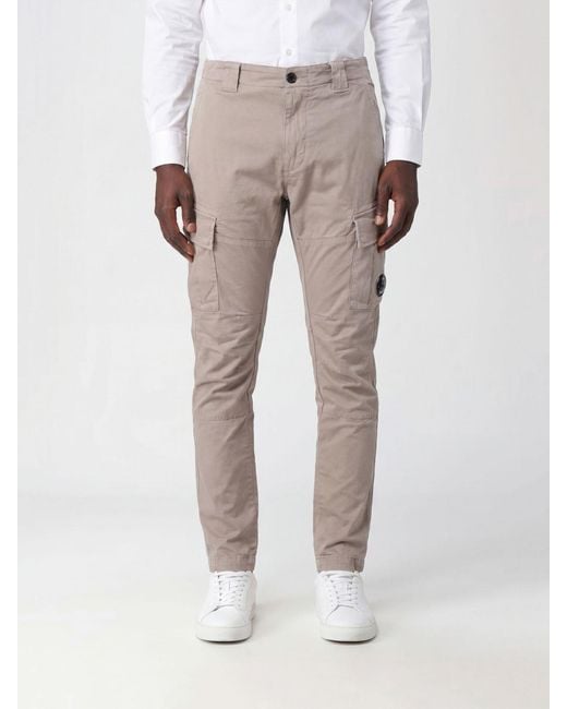 C P Company Gray Stretch Cotton Cargo Trousers for men