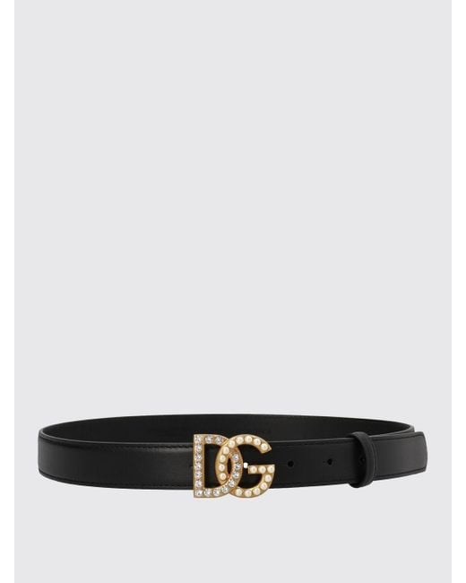Dolce & Gabbana White Gürtel Aus Kalbsleder Mit Dg-Logo