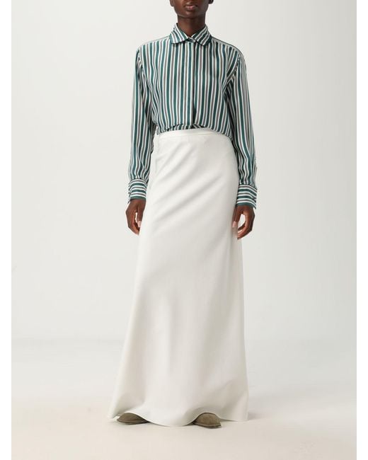 Max Mara White Viscose Blend Long Skirt