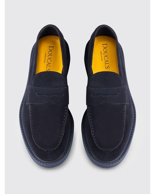 Doucal's Blue Suede Loafers for men