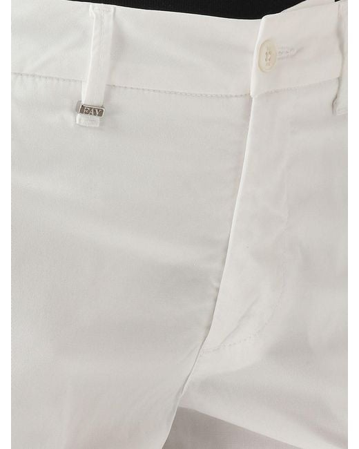 Fay White Cotton Chino Trousers