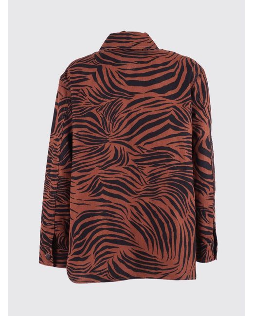 Max Mara Brown Printed Cotton And Linen Shirt