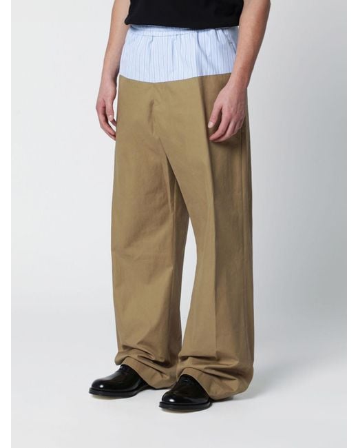 Dries Van Noten Brown Cotton Wide-Leg Pants for men
