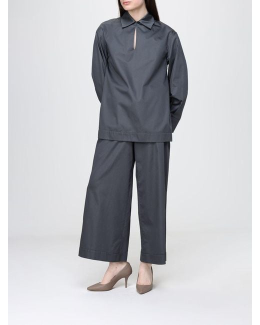 Max Mara Gray Cotton Cropped Trousers