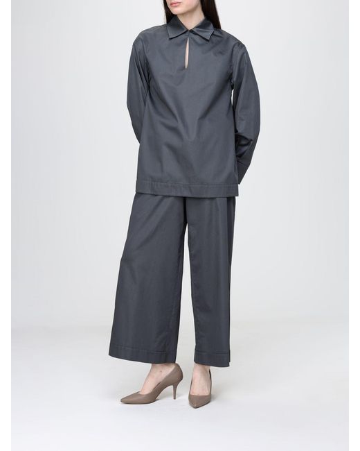 Max Mara Gray Cotton Poplin Blouse