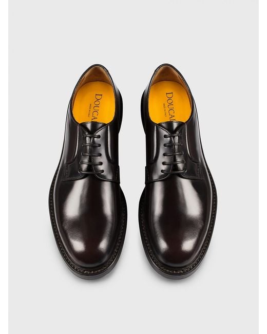 Doucal's Black Brushed Leather Derby for men