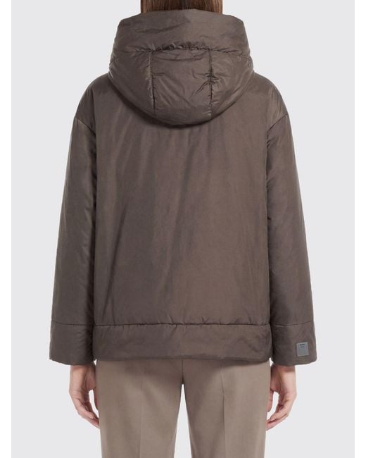 Max Mara Brown Polyester Hooded Puffer Jacket
