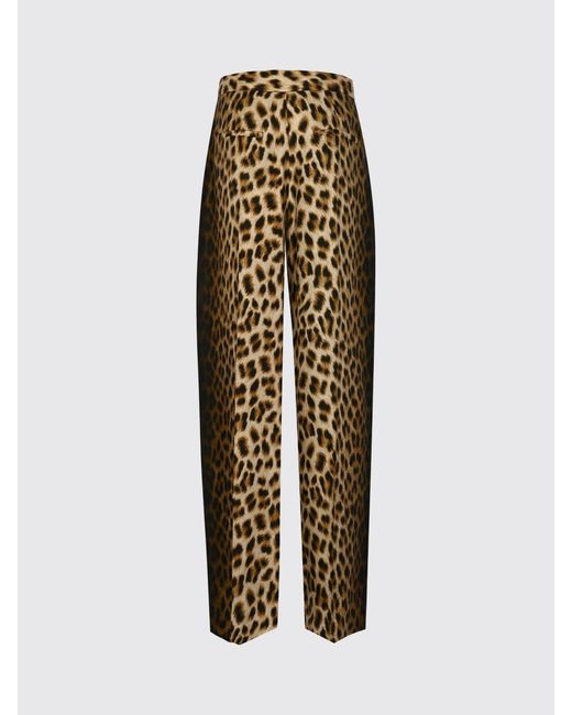 Sportmax Natural Silk Palazzo Trousers With Animal Print