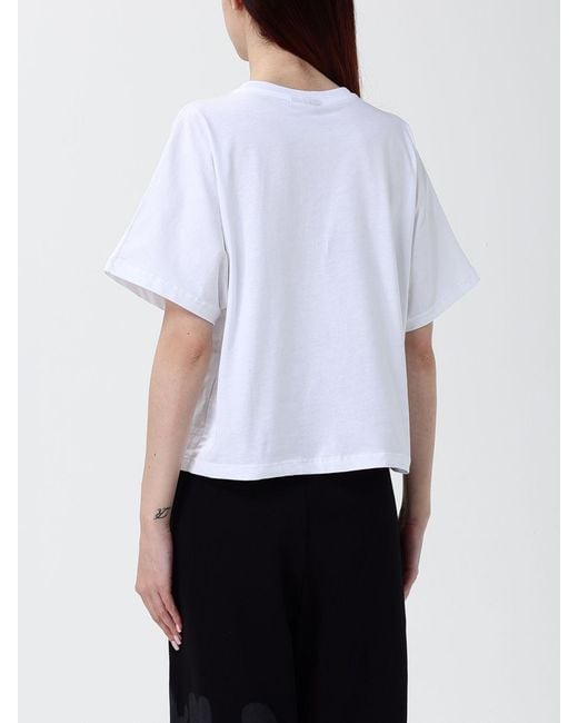 DISCLAIMER White Relaxed Fit Cotton T-Shirt With Printed Logo And Crew Neck