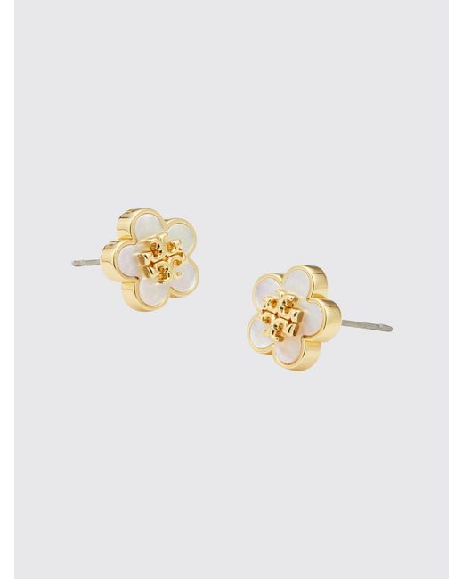 Tory Burch Metallic Forget Me Not Mother Of Pearl Flower Stud Earrings