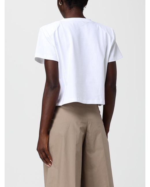 Magda Butrym White Cropped T-Shirts With Crochet Inserts