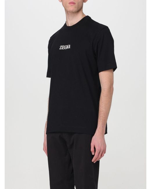T-shirt con logo di Zegna in Black da Uomo
