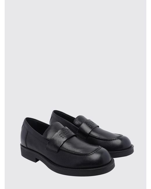 MM6 by Maison Margiela White Smooth Leather Penny Loafers With Numeric Logo for men