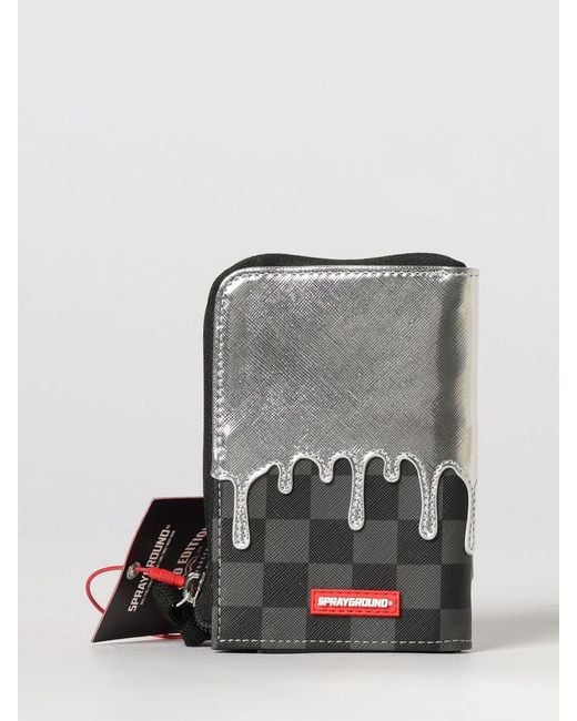 Sprayground White Side Drip Check Wallet for men
