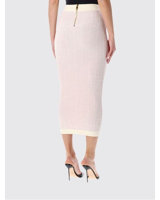 Balmain Pink Knitted Midi Skirt