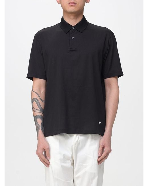 Emporio Armani Black Cotton Polo Shirt for men