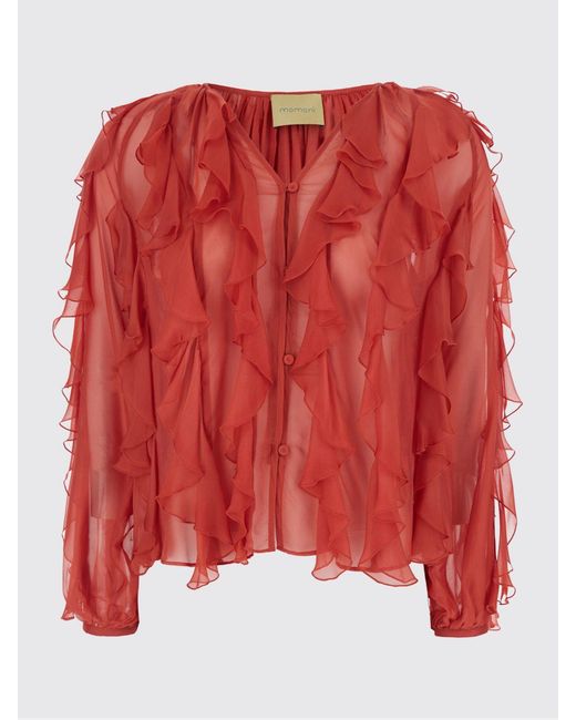 Momoní Red Momon&Igrave Silk Blend Blouse With Ruffles