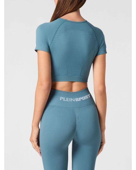 Philipp Plein Blue Crop Top